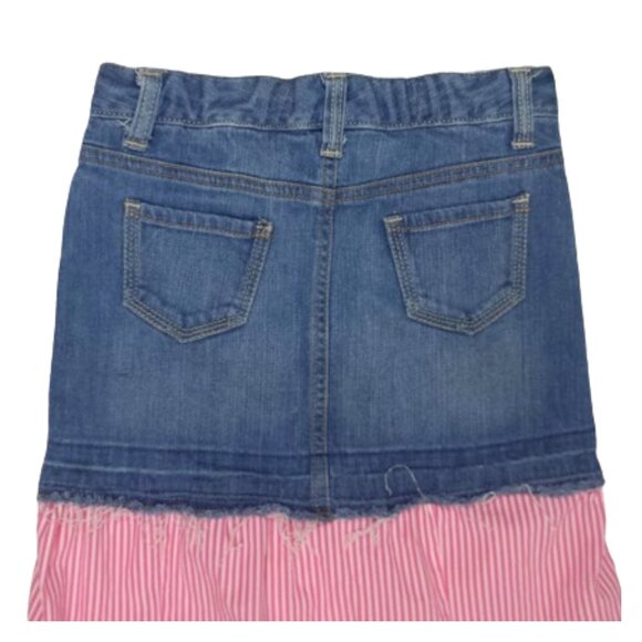 OLD NAVY Refashioned Up-cycled Long Denim Jean Striped Shirt Skirt - Girl's 7 - Picture 7 of 7